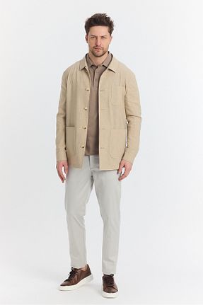 کت بژ مردانه اسلیم فیت Frappoli - کد 901864476