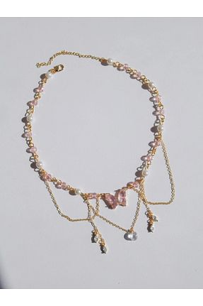 گردنبند جواهر صورتی زنانه منجق Reorah Collection - کد 903244273