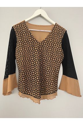 بلوز مشکی زنانه طرح دار atom butik - کد 903253216