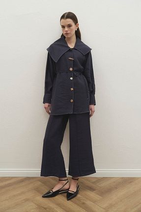 ست بالاتنه و پائین تنه سرمه ای زنانه بافتنی Hooopstore - کد 903265593