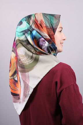 روسری رنگی پلی استر PİRAMİT - کد 252089654