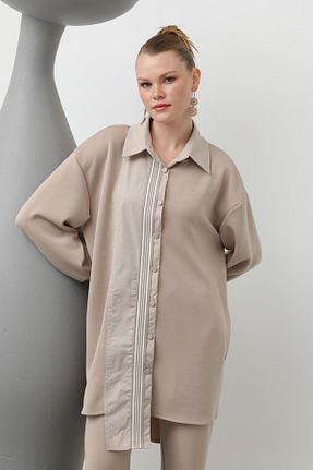 ست بالاتنه و پائین تنه حجاب بژ زنانه رگولار Puane - کد 903310389