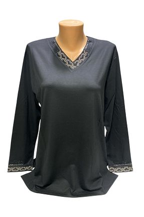 بلوز مشکی زنانه ساده BURSPA - کد 903097951