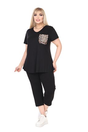 ست گرمکن سایز بزرگ مشکی زنانه مخلوط ویسکون MELSAY - کد 807613134