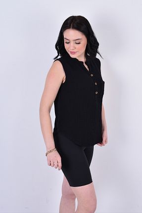 بلوز مشکی زنانه یقه قاضی OTEXSA - کد 903421085