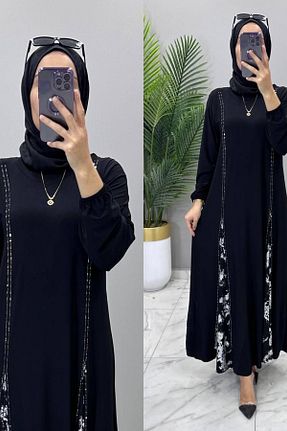 لباس سایز بزرگ مشکی زنانه پنبه ای Mercan - کد 904602214