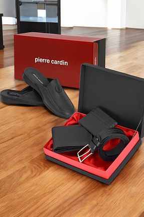 دمپائی مشکی مردانه چرم مصنوعی Pierre Cardin - کد 901655635