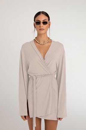 کیمونو و کافتان بژ زنانه پنبه ای SHEISMONO - کد 903509880