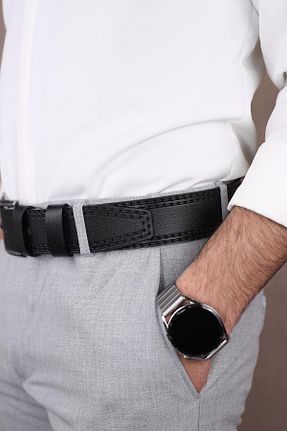 کمربند مشکی مردانه چرم خالص Walkenzo - کد 903529772