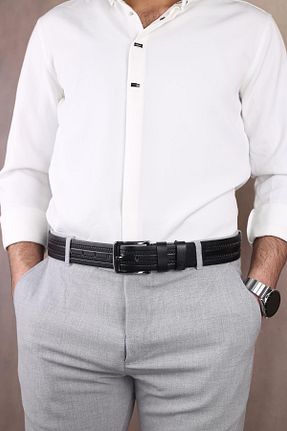 کمربند مشکی مردانه چرم خالص Walkenzo - کد 903529661