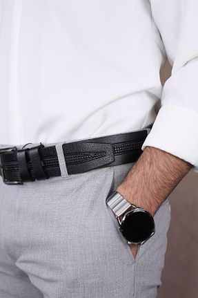 کمربند مشکی مردانه چرم خالص Walkenzo - کد 903529792