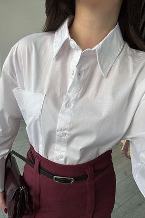 پیراهن سفید زنانه رگولار ECEMİ - کد 903564169