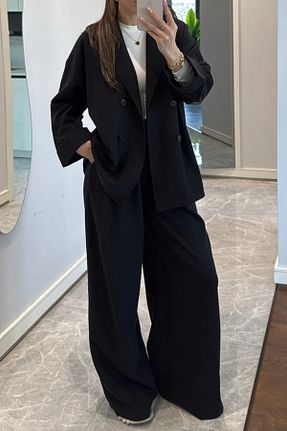 ست بالاتنه و پائین تنه مشکی زنانه بافتنی Suzi - کد 903595812