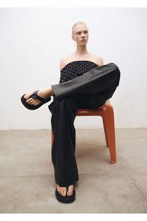 صندل مشکی زنانه پاشنه تخت MANGO - کد 903602908