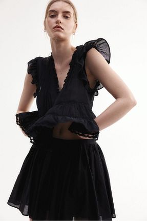 بلوز مشکی زنانه ساده H&M - کد 903628143