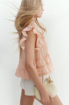بلوز صورتی زنانه ساده H&M - کد 903628126