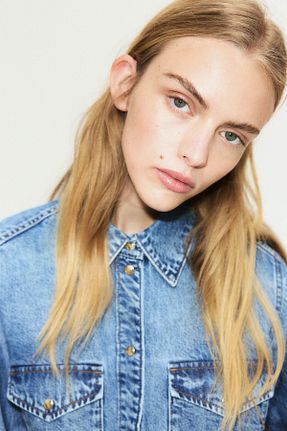 بلوز آبی زنانه ساده H&M - کد 904710673