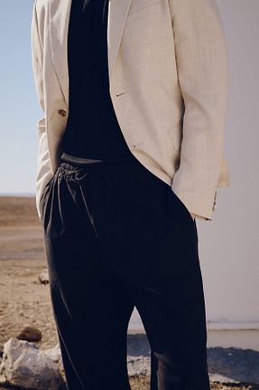 شلوار مشکی مردانه مخلوط کتان H&M - کد 903628403