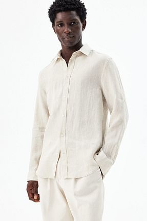 پیراهن بژ مردانه یقه پیراهنی H&M - کد 903628509