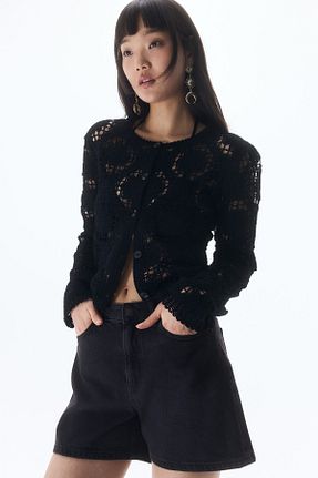 شلوارک و برمودا مشکی زنانه فاق بلند H&M - کد 903628514