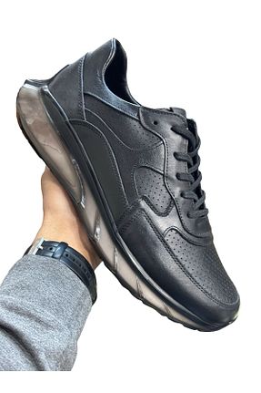 کفش اسنیکر مشکی مردانه چرم اصل Greyybull Shoes - کد 903649527