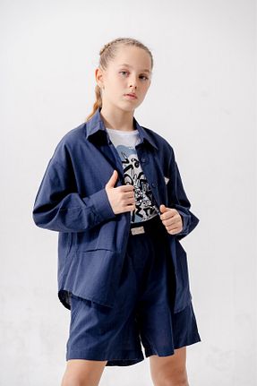 ست بالاتنه و پائین تنه سرمه ای بچه گانه بافتنی GİYİCEM TEKSTİL - کد 904727661