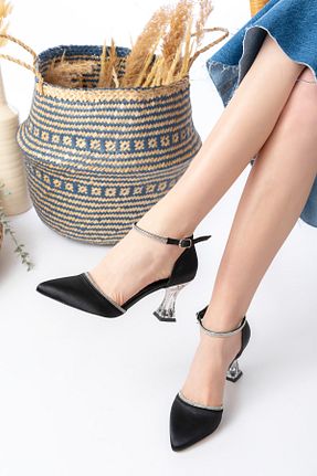 کفش پاشنه بلند کلاسیک مشکی زنانه ساتن Egepass - کد 903719640
