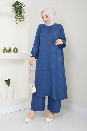 ست بالاتنه و پائین تنه سایز بزرگ سرمه ای زنانه کش دار kaes giyim - کد 812922996