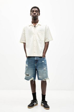 شلوارک و برمودا آبی مردانه پنبه ای Pull & Bear - کد 903742742