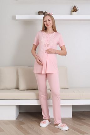 ست لباس راحتی بارداری صورتی زنانه پنبه ای ERDENİZ TEKSTİL - کد 904106062