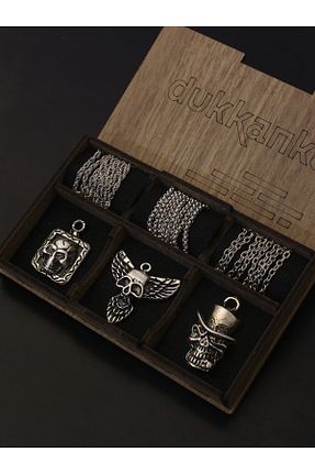 گردنبند جواهر طوسی مردانه روکش نقره Dukkanka - کد 903757790