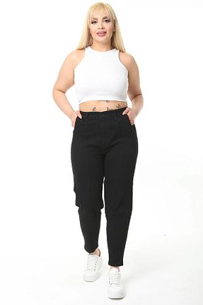 شلوار سایز بزرگ مشکی زنانه پنبه ای CEDY DENIM - کد 286893365