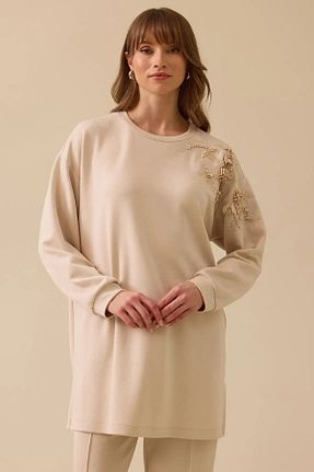 سوئیشرت بژ زنانه نقش دار / کار شده SEÇİL - کد 903757189