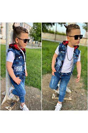ست بالاتنه و پائین تنه آبی بچه گانه جین Genel Markalar - کد 737112788