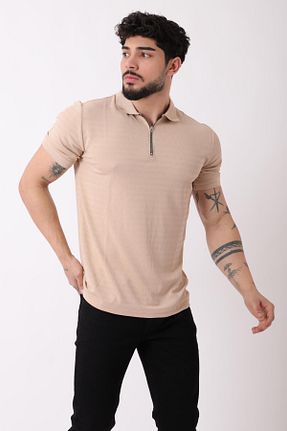 تیشرت بژ مردانه اسلیم فیت Stilkombin - کد 903771281