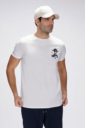 تیشرت سفید مردانه یقه دوچرخه Bad Bear - کد 903786247