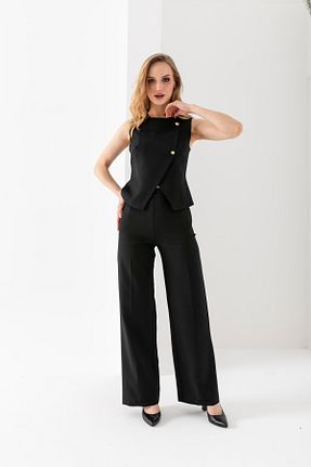 ست بالاتنه و پائین تنه مشکی زنانه بافتنی VUNTAL - کد 903787998
