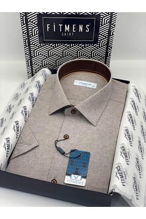 پیراهن بژ مردانه اورسایز Fitmens - کد 833690368