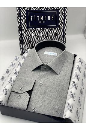 پیراهن طوسی مردانه رگولار Fitmens - کد 378789953
