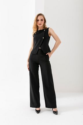 ست بالاتنه و پائین تنه مشکی زنانه بافتنی VUNTAL - کد 903787998