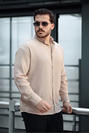 پیراهن بژ مردانه یقه ایستاده Valiberta - کد 903748791