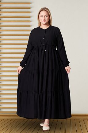 لباس سایز بزرگ مشکی زنانه مخلوط ویسکون Ferace - کد 903816069