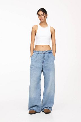 شلوار جین آبی زنانه پاچه گشاد Pull & Bear - کد 903819837