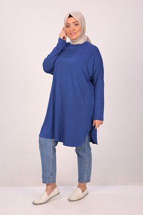 تونیک سایز بزرگ سرمه ای زنانه بافتنی Eslina - کد 735038147