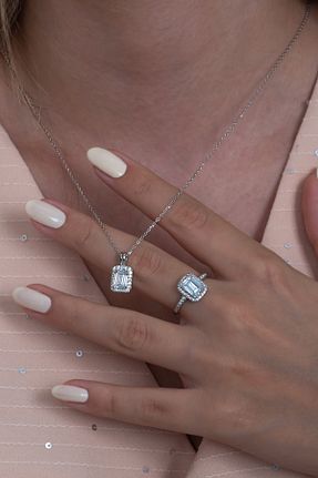 ست نقره سفید زنانه زیرکن Takı Dükkanı - کد 805085810