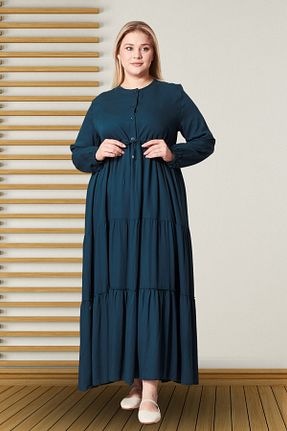 لباس سایز بزرگ سبز زنانه مخلوط ویسکون Ferace - کد 903816251