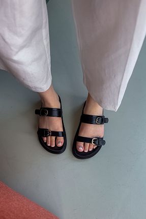 صندل مشکی زنانه پاشنه تخت SHOEBELLAS - کد 903834626