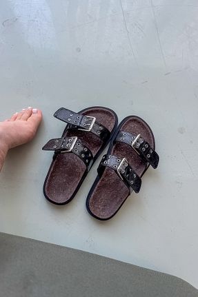صندل مشکی زنانه پاشنه تخت SHOEBELLAS - کد 904988276