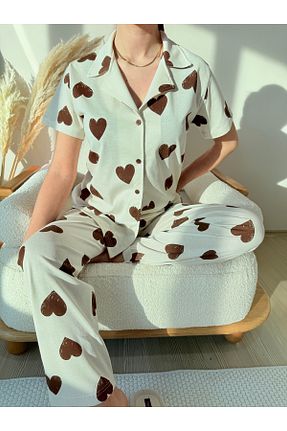 ست لباس راحتی نباتی زنانه پنبه ای Pijamacs - کد 903847916