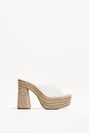 صندل سفید زنانه پاشنه پلتفرم Bershka - کد 903847771
